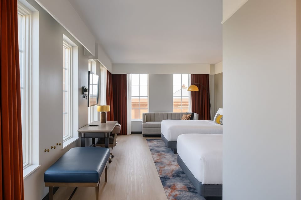 Standard Room, 2 Queen Beds, Corner | WiFi (free), bed sheets