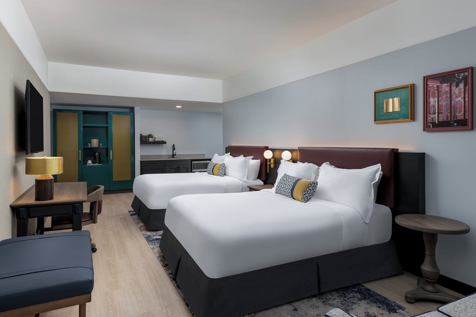 Suite, 2 Queen Beds, Accessible Bathtub (Mobility) | Free WiFi, bed sheets