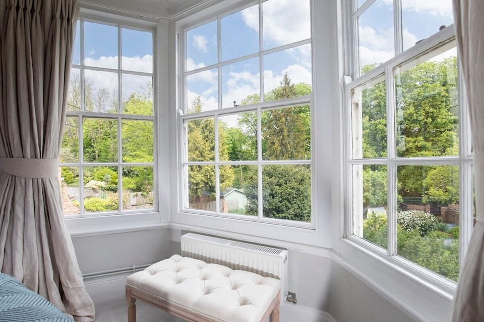 Bay window the Master Bedroom overlooking the peaceful rear of the property.