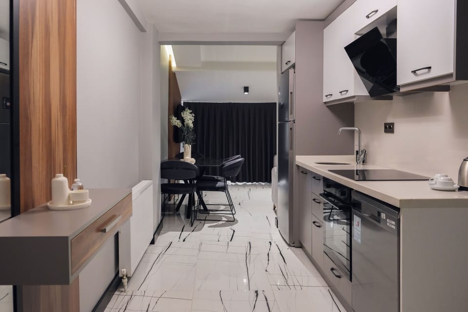 Junior Suite, City View | Private kitchen | Fridge, oven, dishwasher