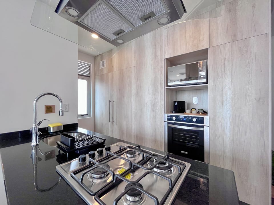 City Apartment, City View | Private kitchen | Full-size fridge, microwave, oven, espresso maker