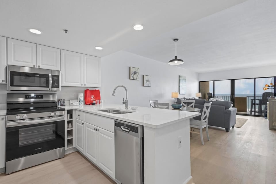 Kitchen overlooking living area