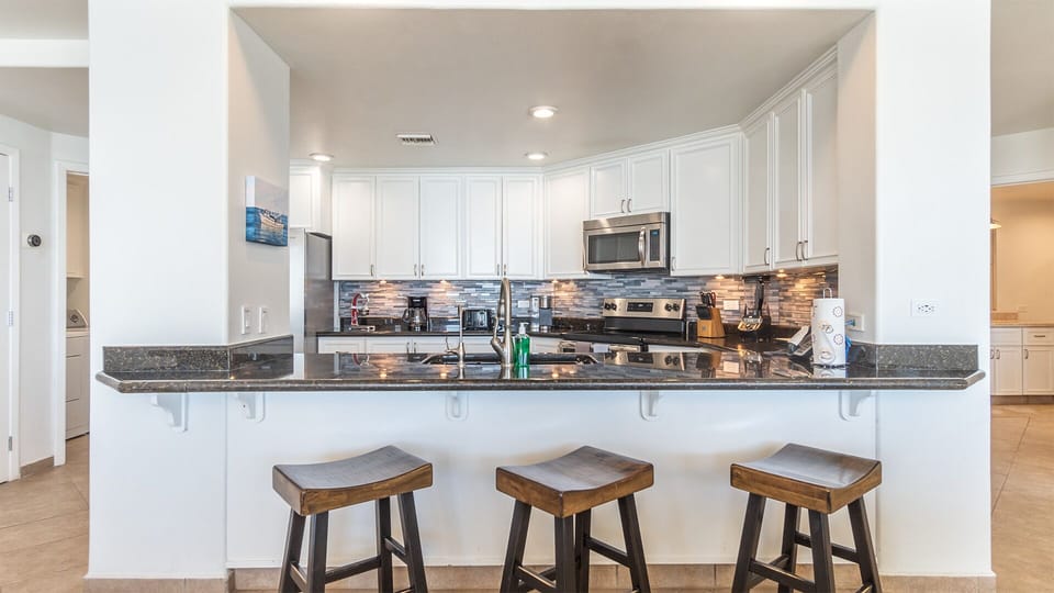 bar stools at the kitchen counter