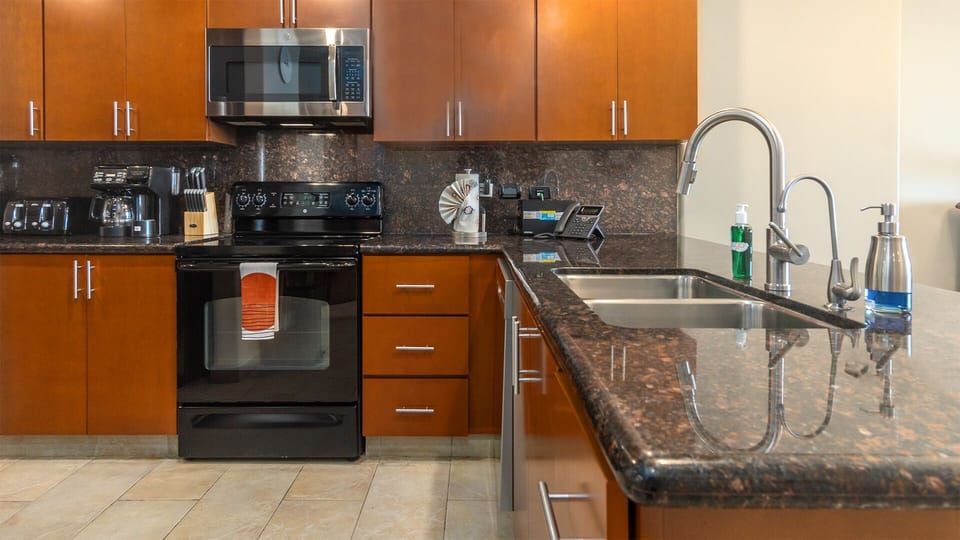 The kitchen is really spacious and creates an elegant place to cook a meal.