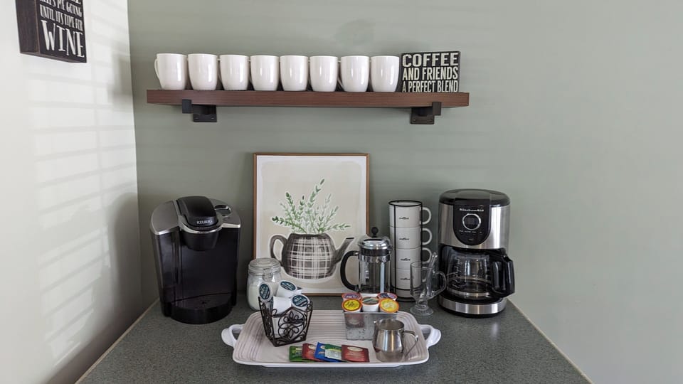 Some coffee and tea pods are provided