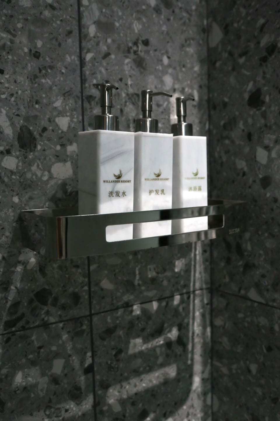 Shower, rainfall showerhead, hair dryer, bathrobes