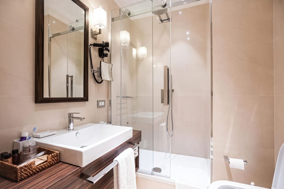 Free toiletries, hair dryer, bidet, towels