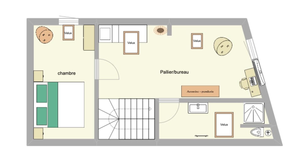 First floor - bedroom, lounge, and bathroom