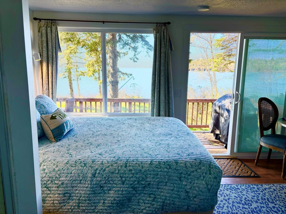 Enjoy the serene views from inside the little cabin