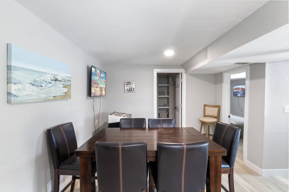 Plenty of seating for games and meals throughout the home.