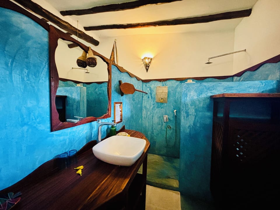 Shower, hydromassage showerhead, eco-friendly toiletries, hair dryer