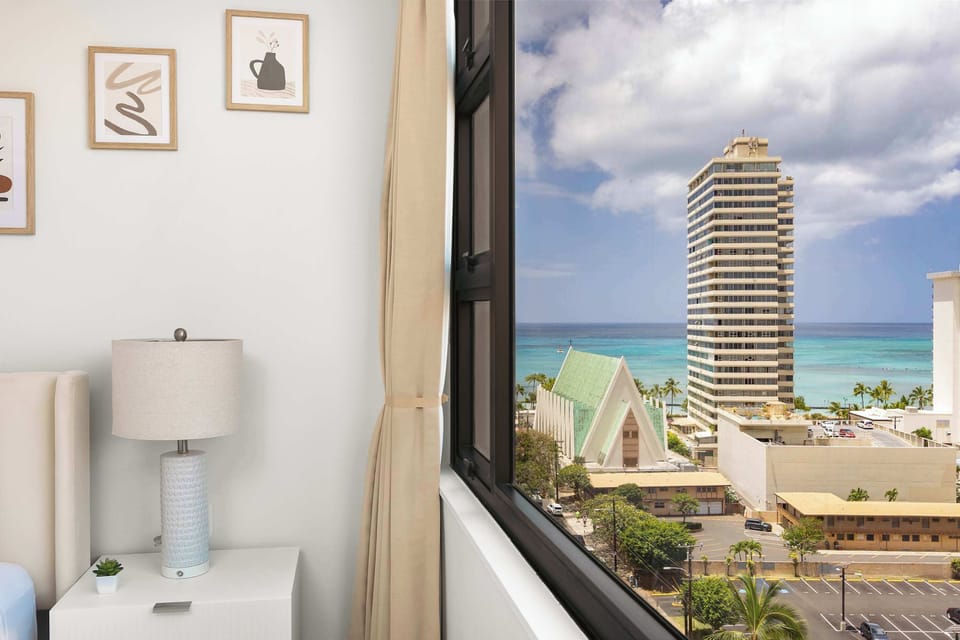 Enjoy the stunning ocean view from your bedroom.