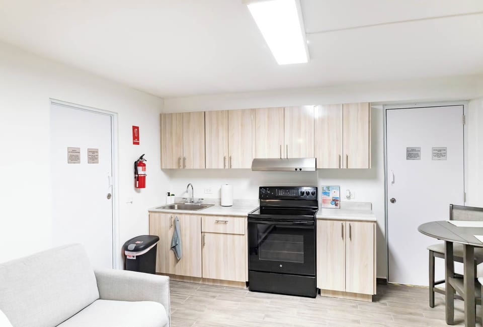 Kitchen with dining / work area