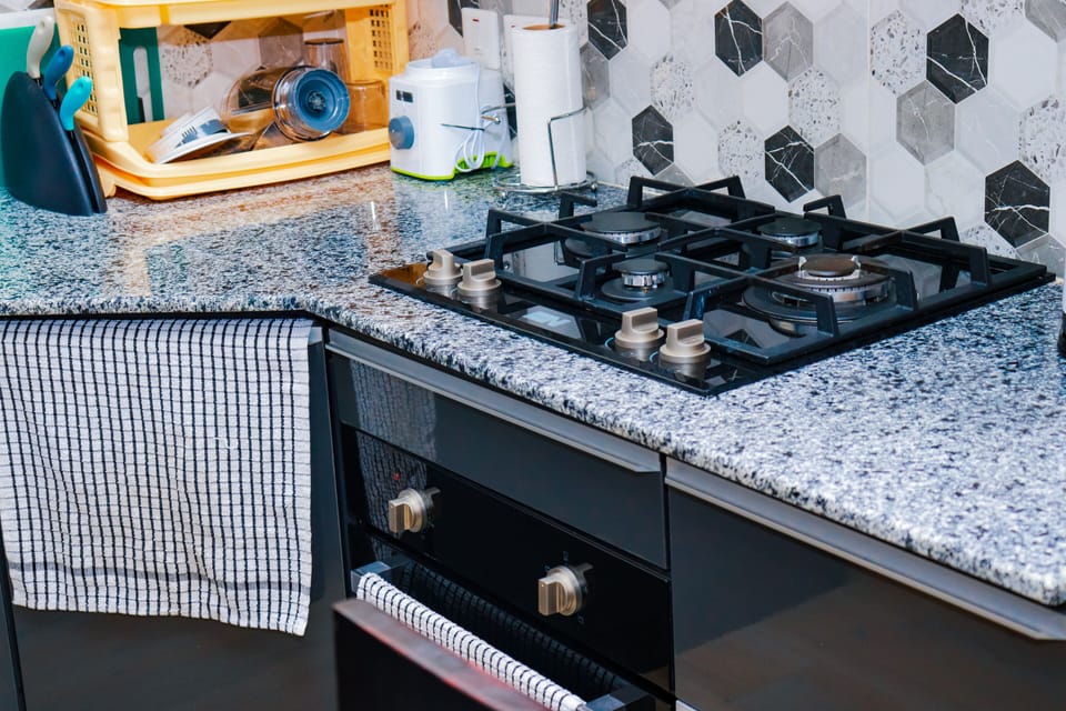 Classic Apartment | Private kitchen | Fridge, microwave, oven, stovetop