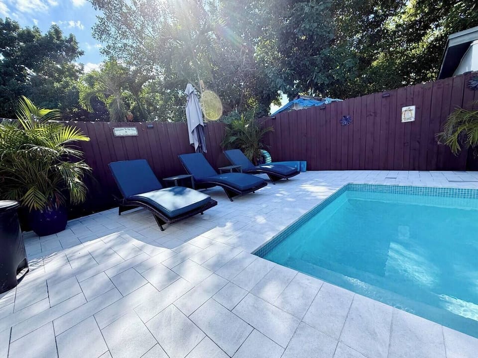 Lounge around the heated pool
