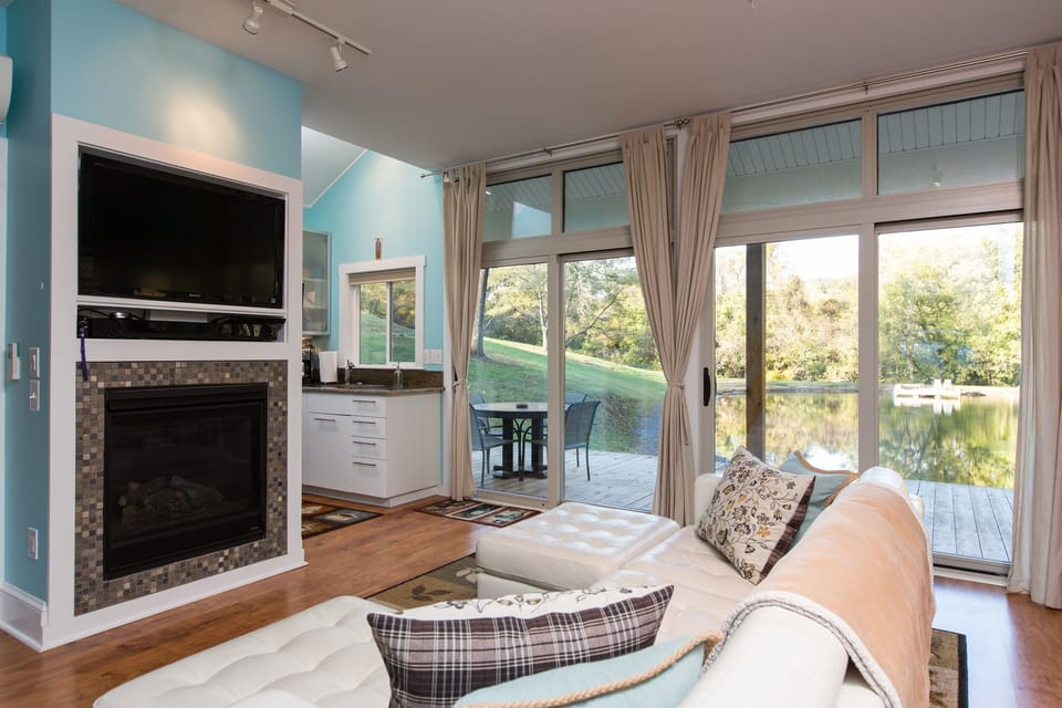 Living Room with Pond Views