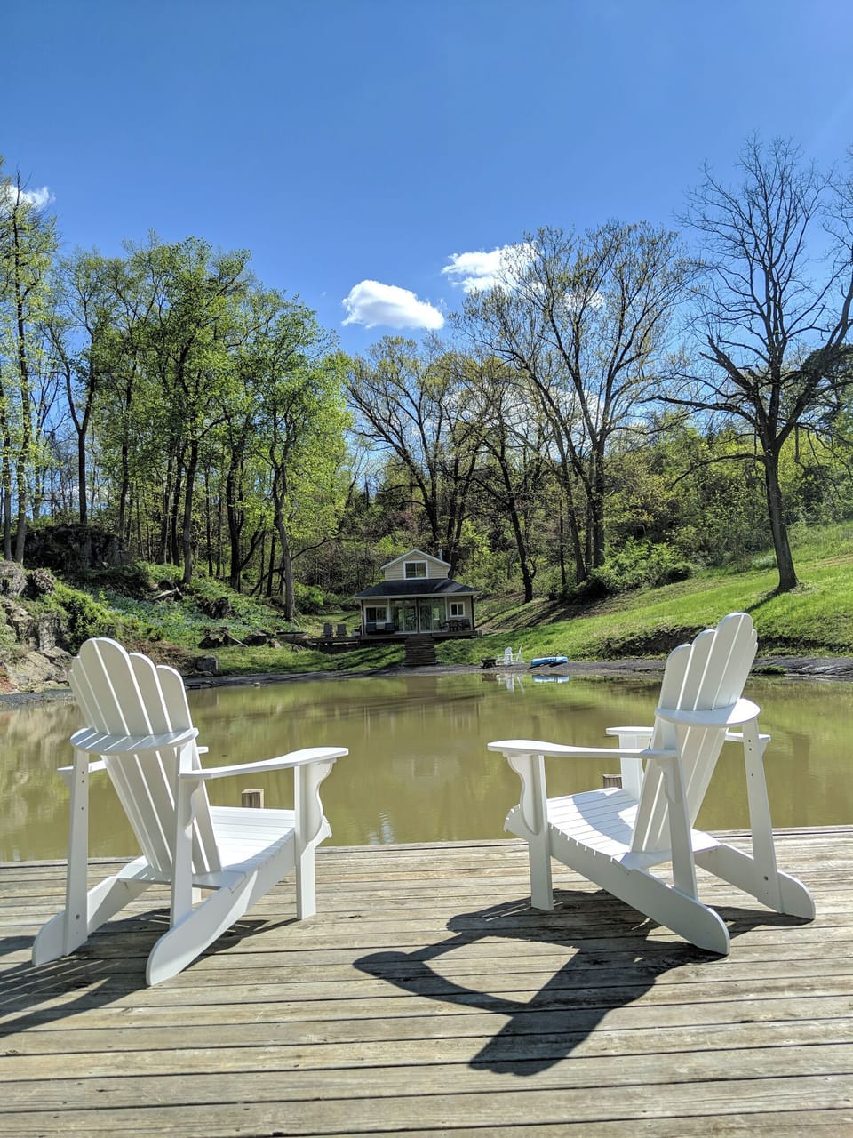 Pond dock for a new angle on your private Cottage