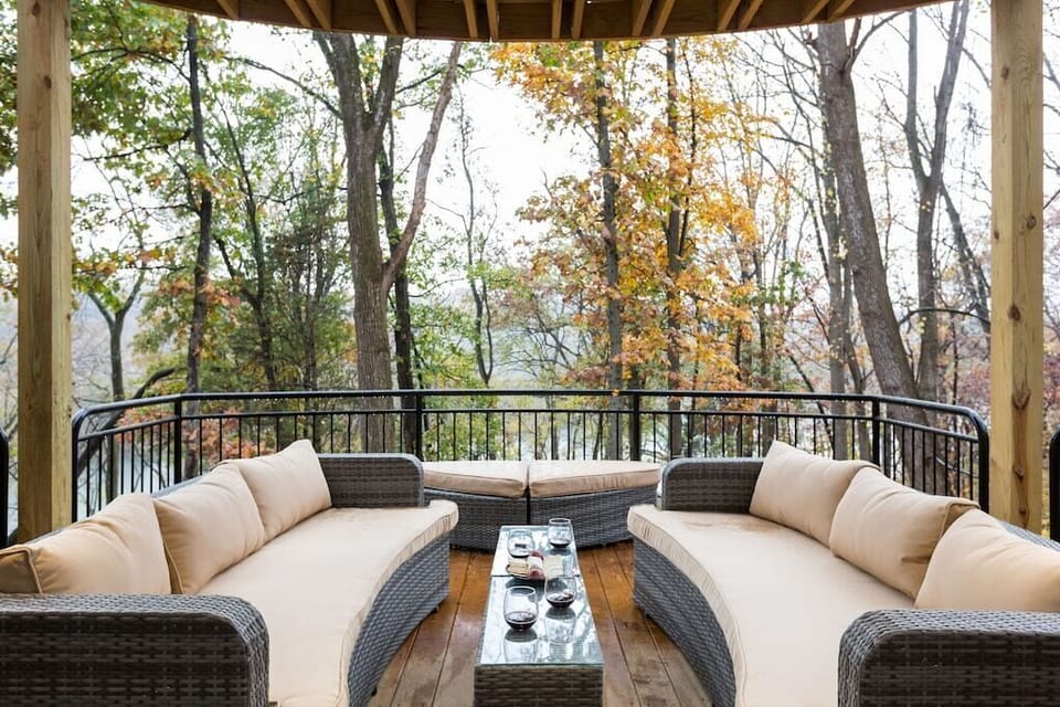 The main floor deck is perfect for indoor/outdoor living