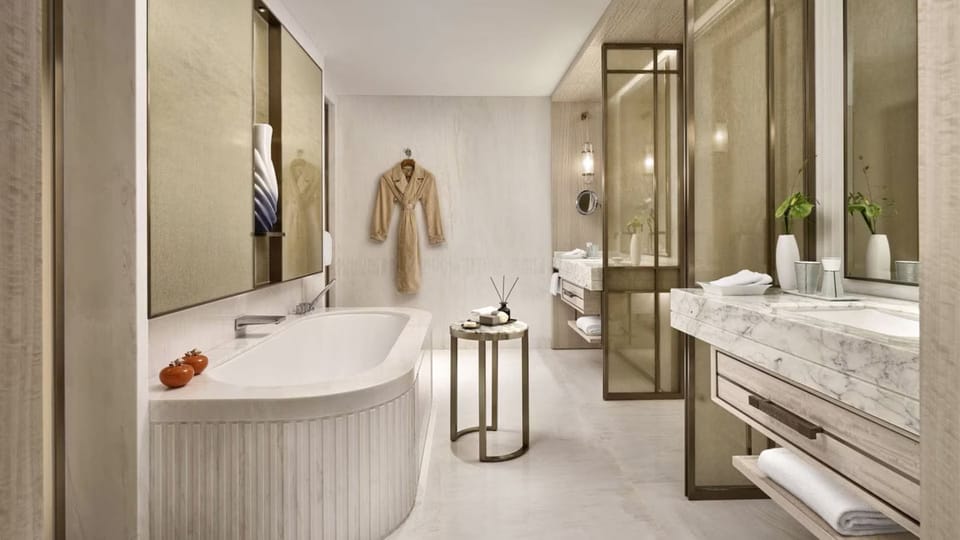 Exclusive Tree House | Bathroom | Rainfall showerhead, designer toiletries, hair dryer, bathrobes