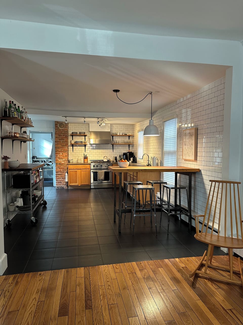 open kitchen/living room/dining room
