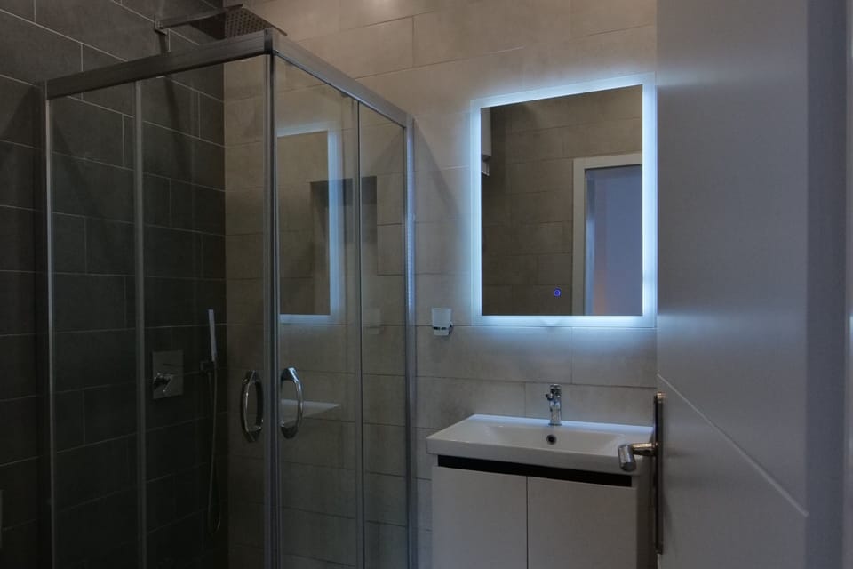 Shower, hair dryer, slippers, bidet