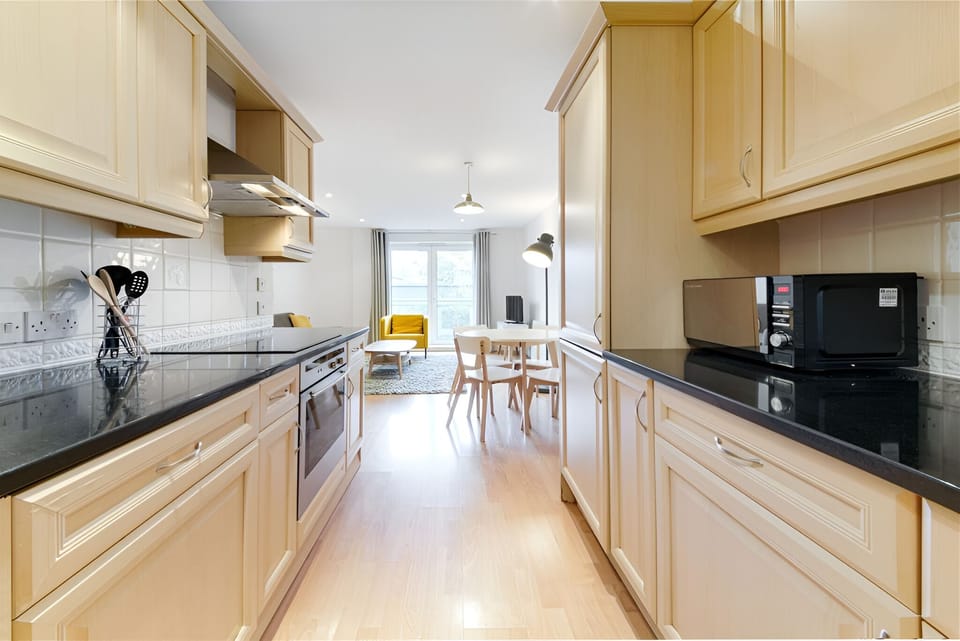 Deluxe Apartment | Private kitchen | Full-size fridge, microwave, oven, stovetop