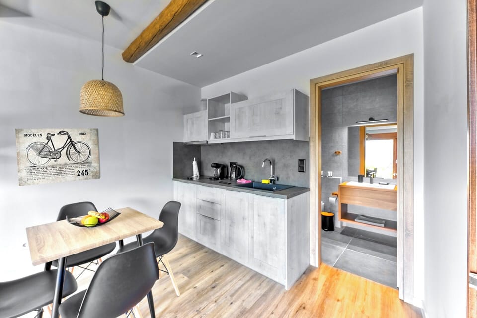 Design Apartment | Private kitchen | Mini-fridge, stovetop, coffee/tea maker, electric kettle