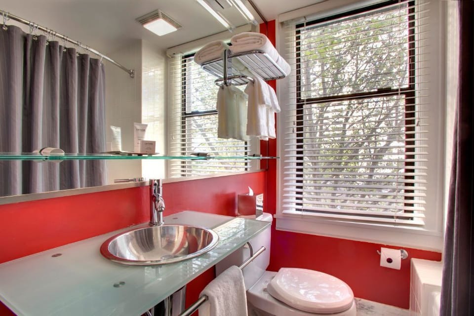 Vintage vibes meet modern amenities in our charming bathroom