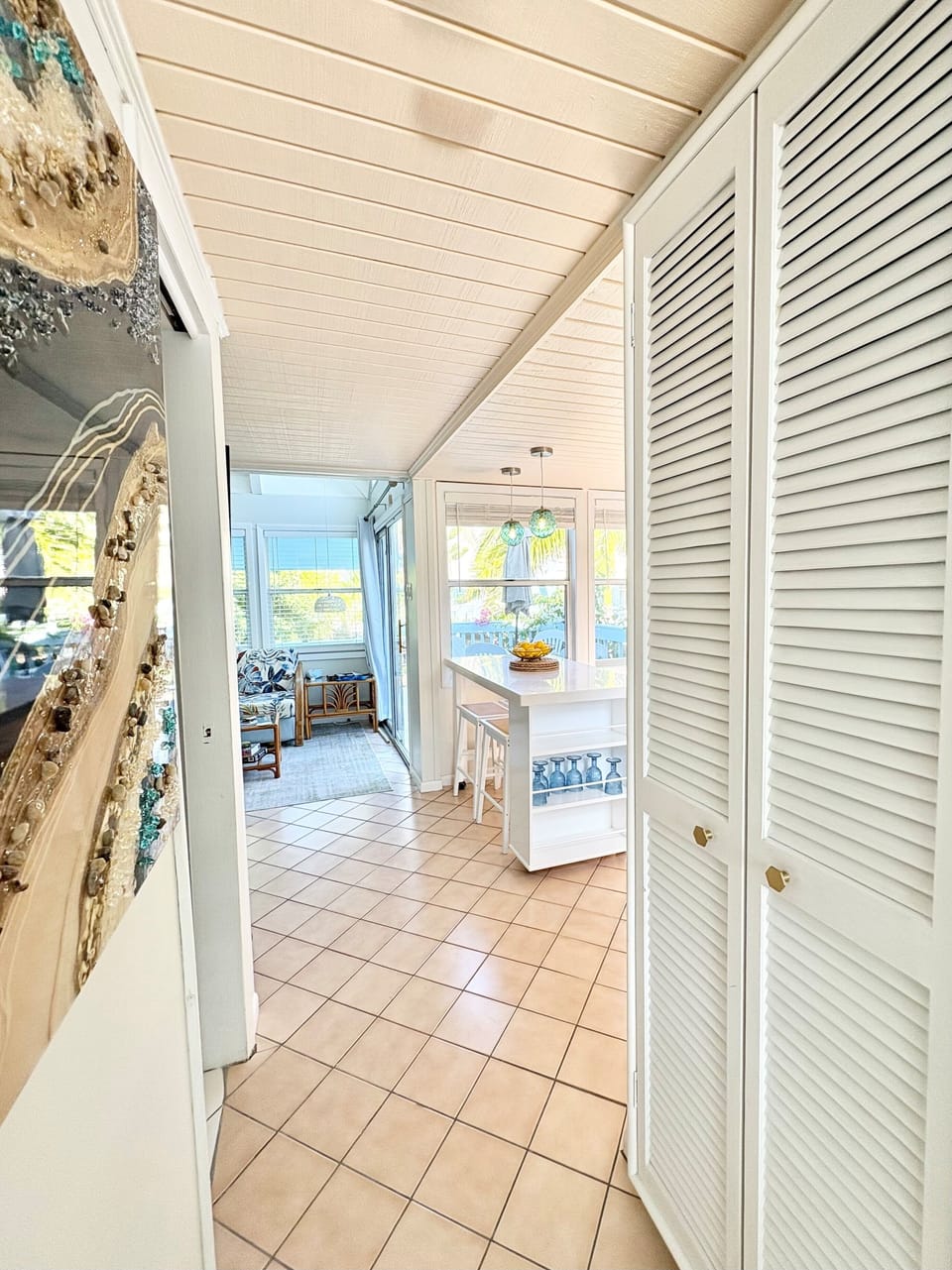 Exiting your garden view room to the kitchen.