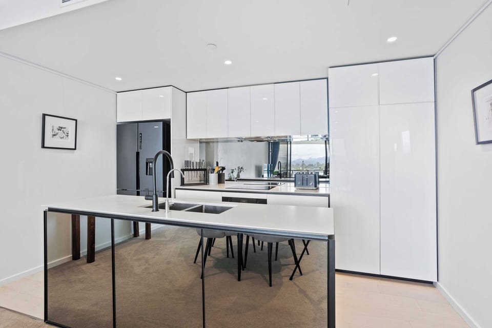 Luxury Apartment, 2 Bedrooms, Pool View | Private kitchen | Full-size fridge, microwave, oven, stovetop