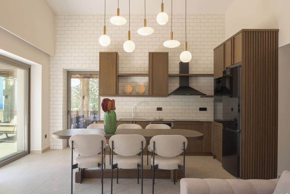 The fully equipped kitchen awaits to inspire culinary creations.