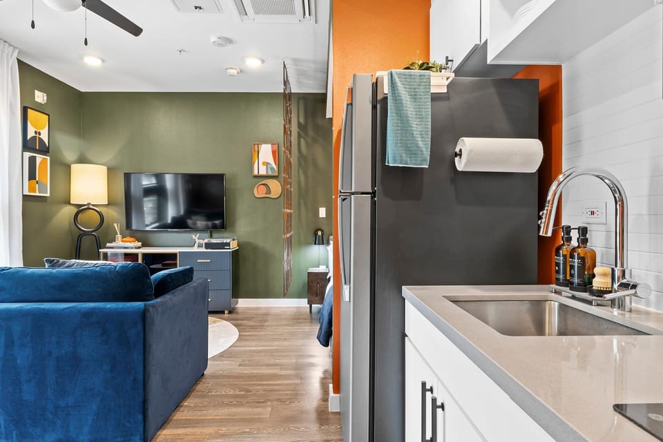 Living area and kitchenette