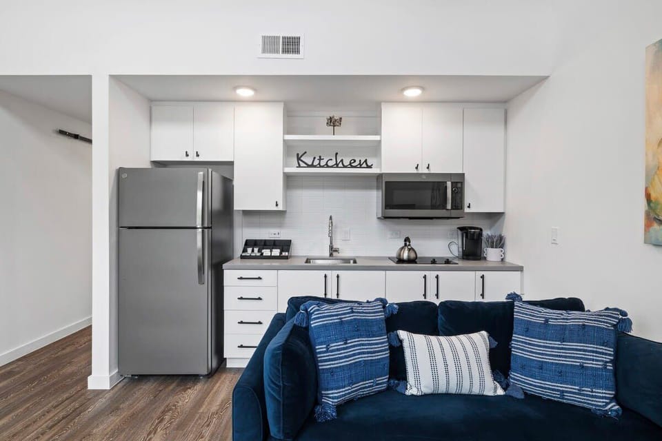 Sofa bed and kitchenette
