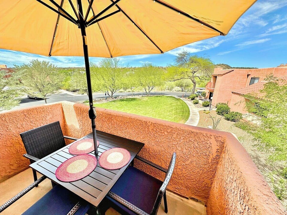 Patio seating and view