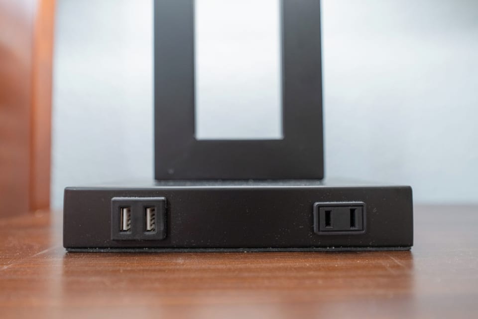 Lamps with USB ports and outlet