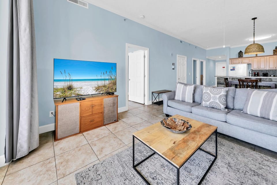 Enjoy a movie on the flat screen TV