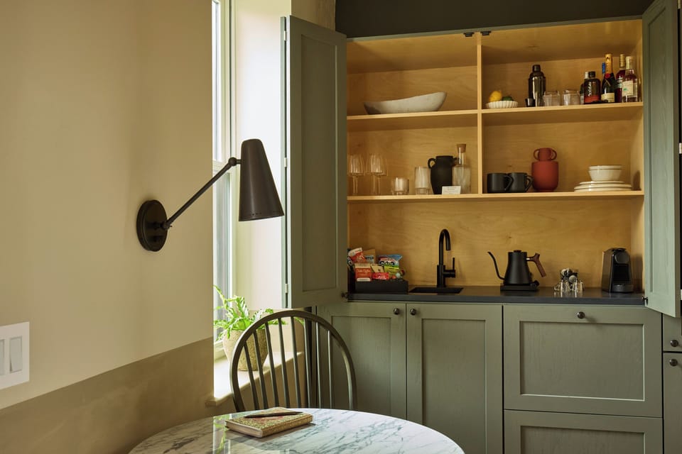 Mini-fridge, microwave