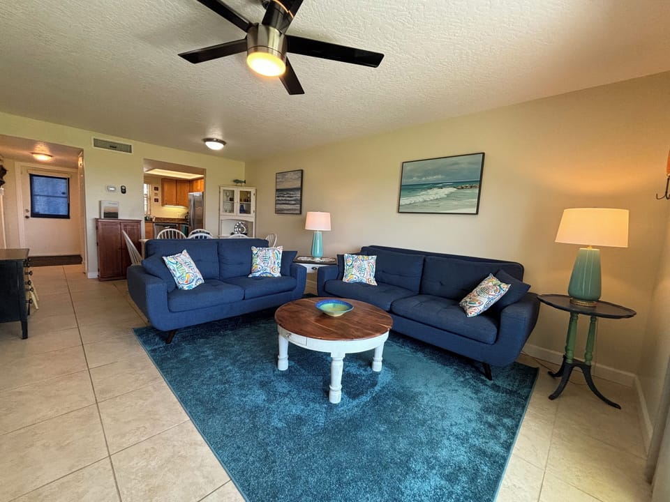 Living Room - Private Beach condo, beautiful views, Cocoa Beach, FL