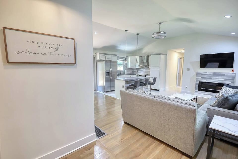 Enter into open concept living & dining