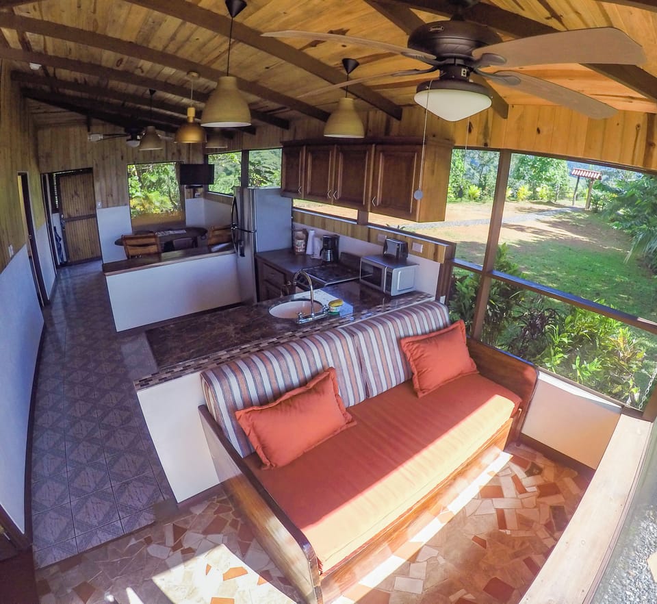 Villa Laurel | Private kitchen | Full-size fridge, microwave, stovetop, coffee/tea maker