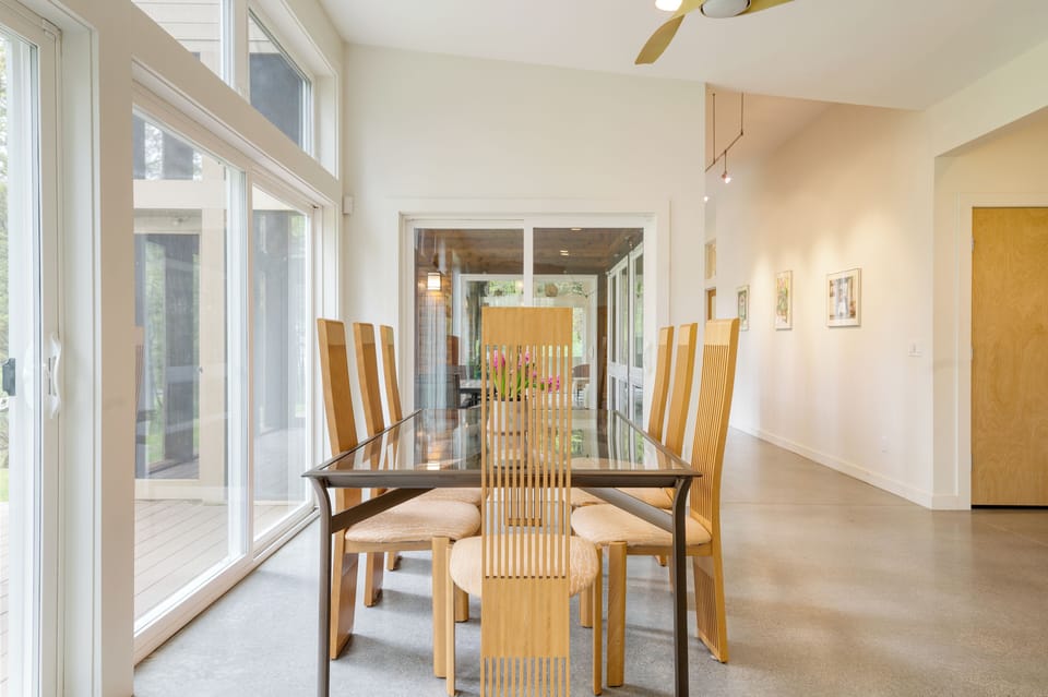 Entertain in style in the sleek dining area with seating for 8.
