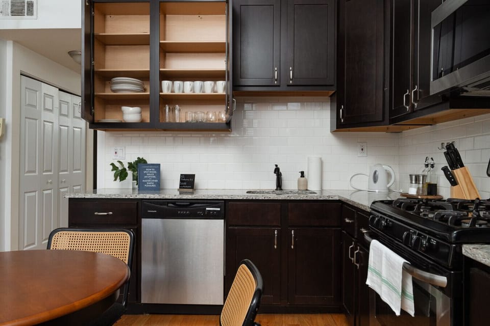 Cook, dine, and connect. Our modern kitchen comes with everything you need to whip up a gourmet meal at home