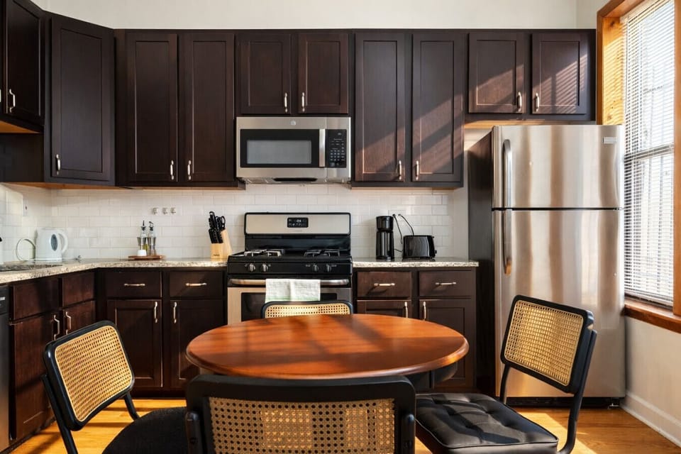 Cook, dine, and connect. Our modern kitchen comes with everything you need to whip up a gourmet meal at home