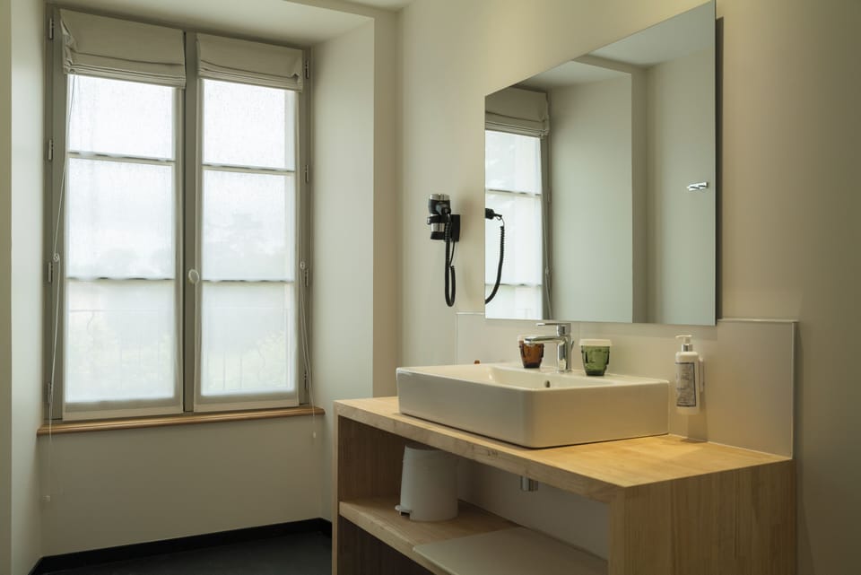 Deluxe Room, 1 King Bed, Pool Access | Bathroom | Shower, hydromassage showerhead, eco-friendly toiletries, hair dryer