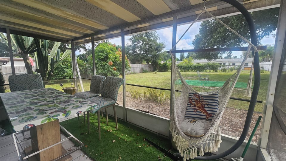 back patio area. Huge fenced backyard 