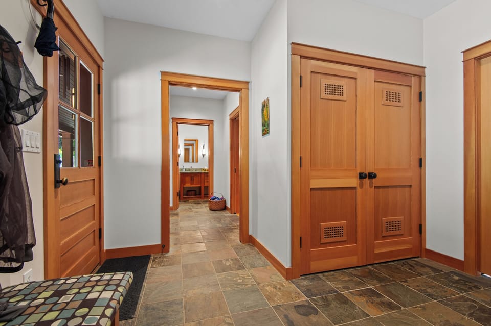 Front entry mudroom with laundry area