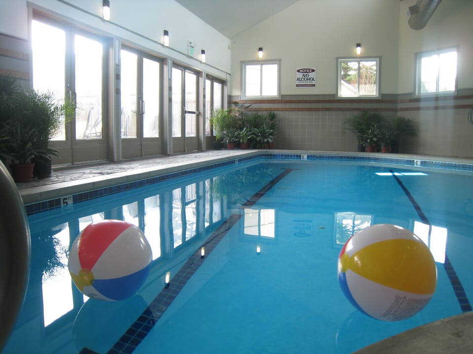 Indoor pool, open 8 AM to 10 PM, sun loungers