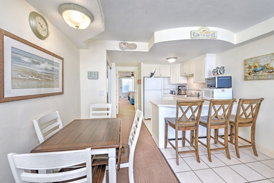 Eat together in bright dining area