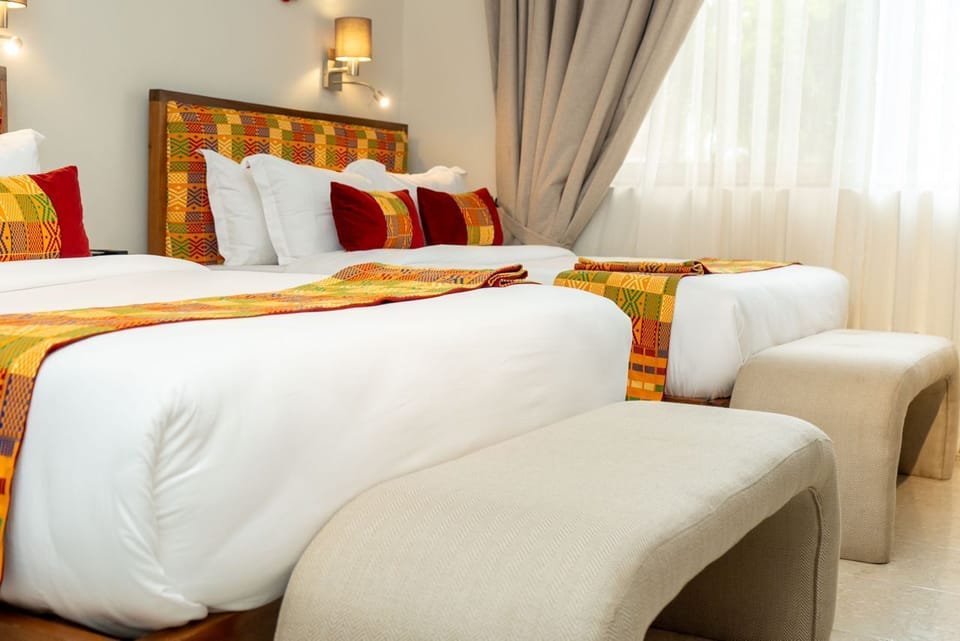Family Double Room, 2 Queen Beds, Garden View, Ground Floor | Egyptian cotton sheets, premium bedding, down comforters