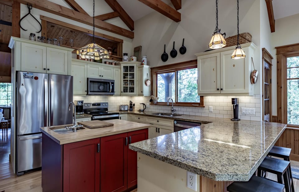Kitchen and island seating